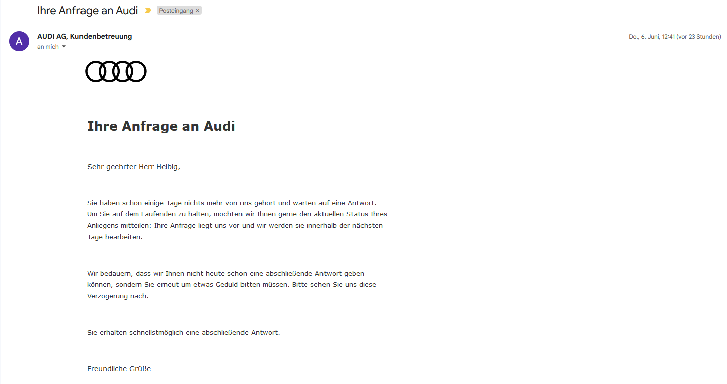 Ihre Anfrage an Audi